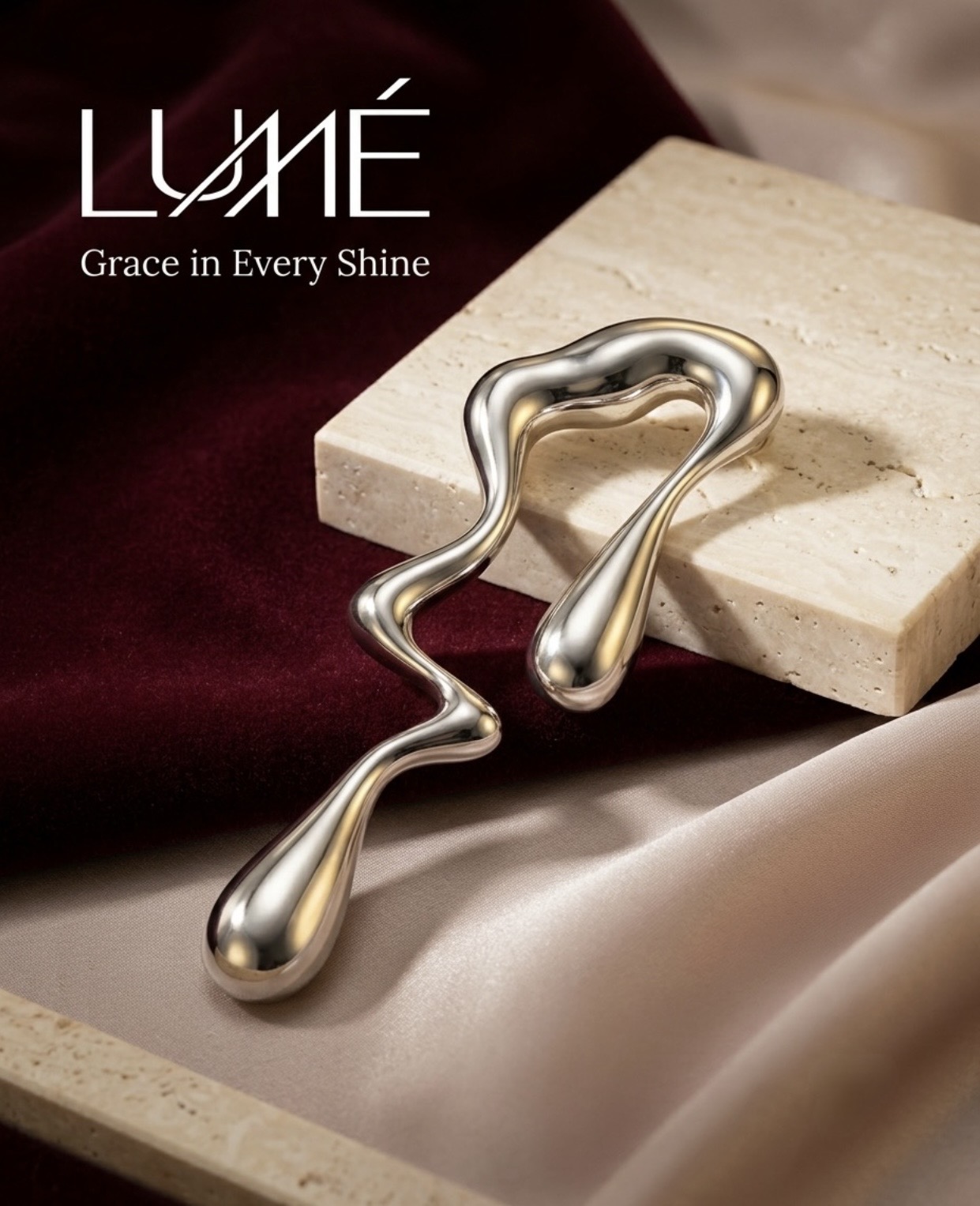 Screenshot Liquid Silver Abstract Brooch - Image 1