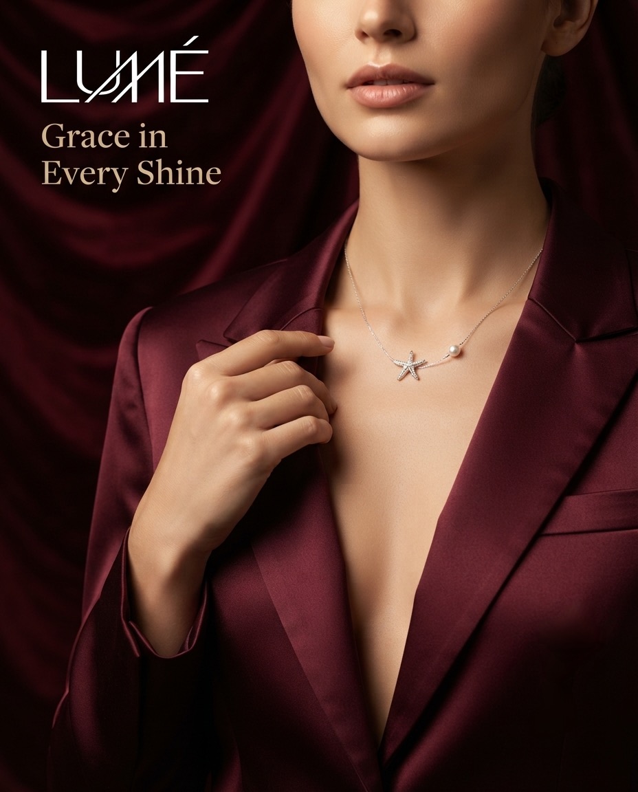 small silver star necklace Solitary Starfish Pearl Necklace - الصورة 1